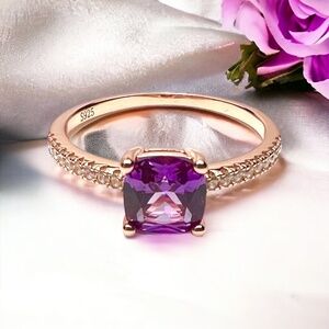 New Alexandrite Ring Handcrafted 18k Rose Gold Vermeil , June Birthstone
